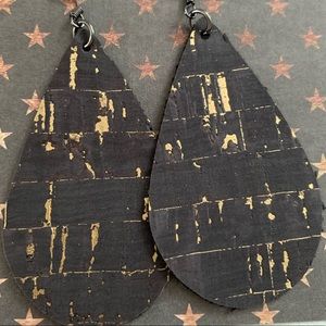 Handmade Teardrop Faux Leather Earring